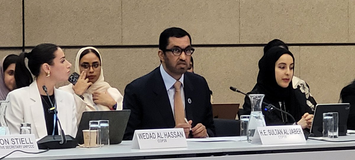 At the Youth Stocktake in Bonn, where COP28 CPD Al Jaber just spoke. He say he wants a "game-changing COP,"  but offered no clear benchmarks for success, especially the urgent need to rapidly phase out fossil fuels as is needed to hold temperature increases below 1.5 degrees C .