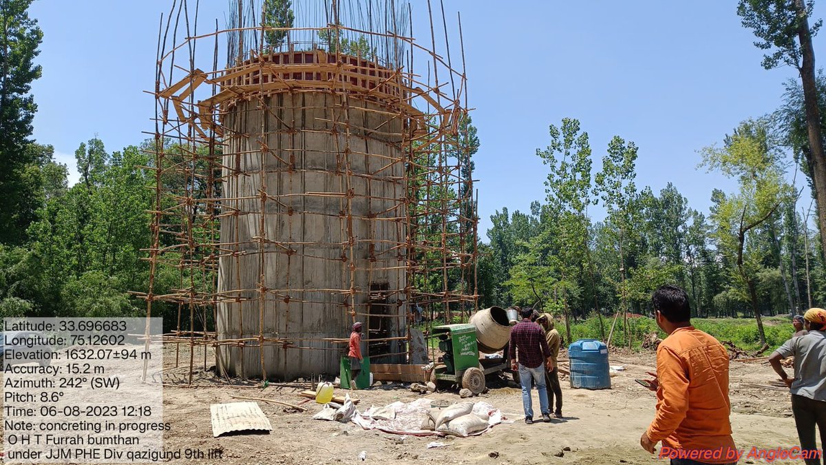 Construction of 0.45 lac glns capacity OHT Furrah bumthan under JJM in progress ,  Qazigund.
