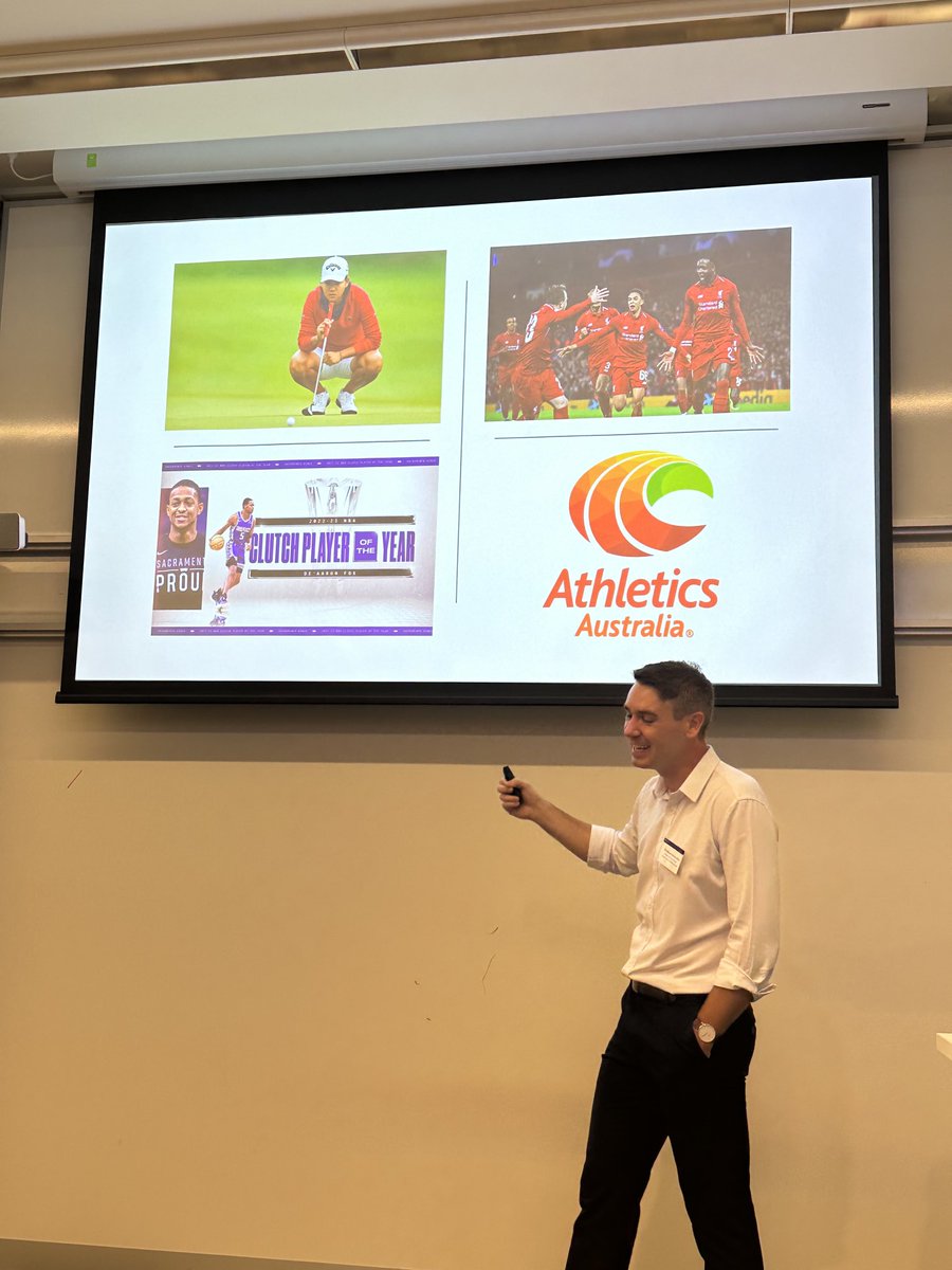 A fabulous presentation from ⁦<a href="/mattschweickle/">Dr Matthew Schweickle</a>⁩ ⁦<a href="/UOW/">UOW</a>⁩ #clutchperformance - the science of performing under pressure