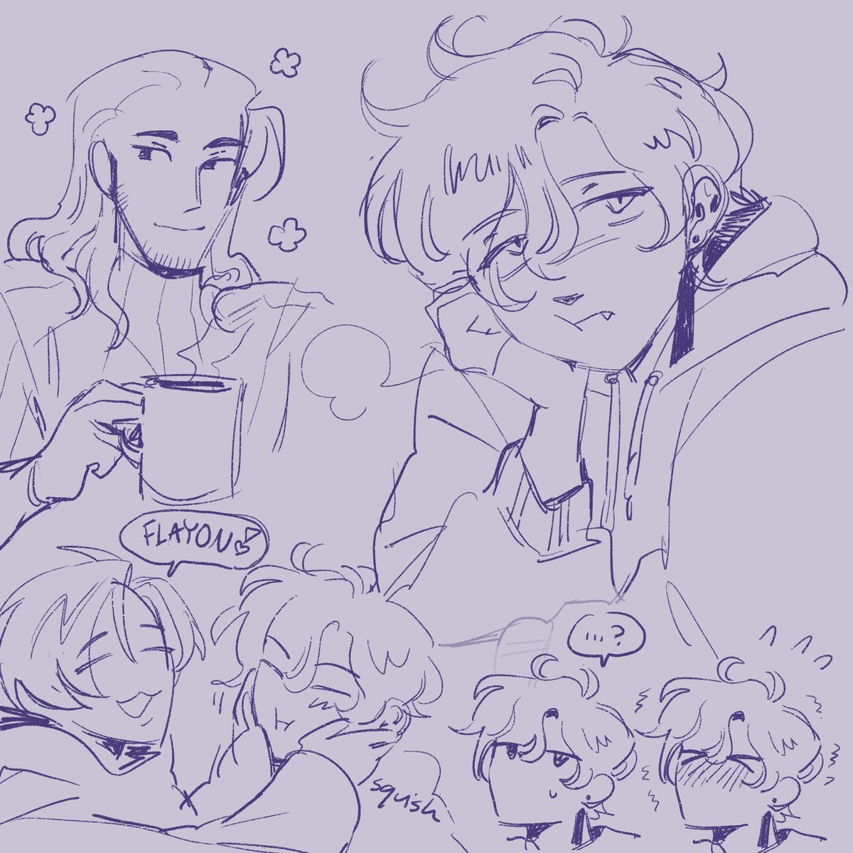 tempus doodles b4 bed. trying to get better at drawing/differentiating everybody.. cozy ☺️