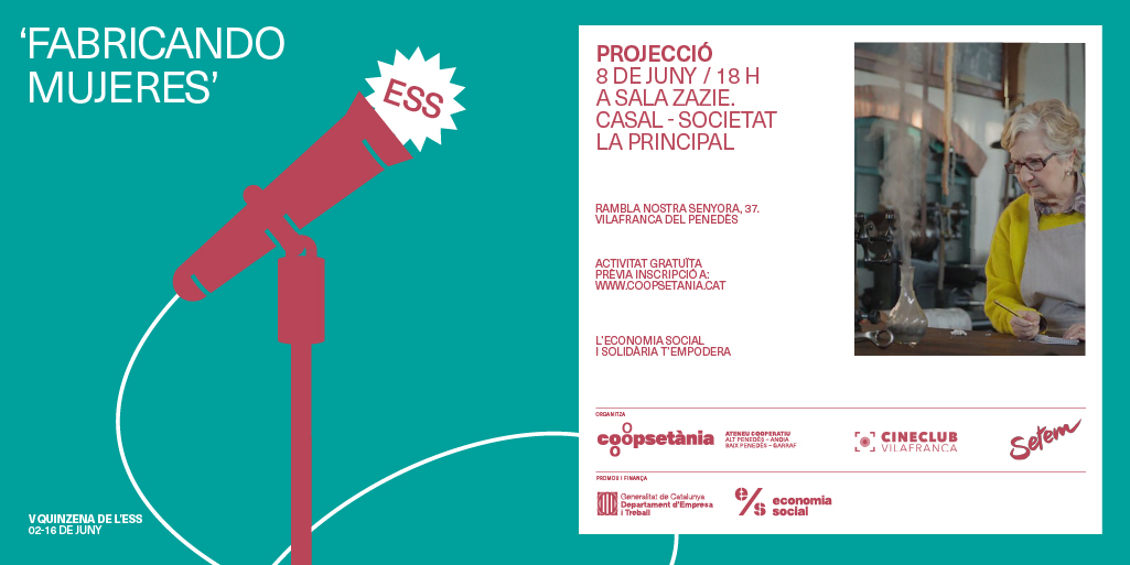 coopsetania's tweet photo. 🎬Avui, en col·laboració amb @cineclubvila , organitzem una sessió de #cinefòrum amb la projecció del documental interactiu "Fabricando Mujeres" realitzat per l'@SetemHegoHaizea
🗓️8 de juny
🕓18 h
📍Sala Zazie @casalvilafranca
‼️Gratuït
#NosFabrican #QuinzenaESS https://t.co/WV4DqGAcyS