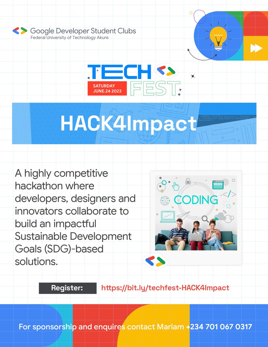 GDGoC_futa's tweet photo. Innovation thrives❗

Get ready to innovate and spark brilliance. Register for #hack4impact and bring out your mind-boggling idea to the world.

Register to join the race 🏁 https://t.co/vcKNiMbUF7

#hackathon #hack #techfest #gdscfuta #futa https://t.co/spCSM81Oiq