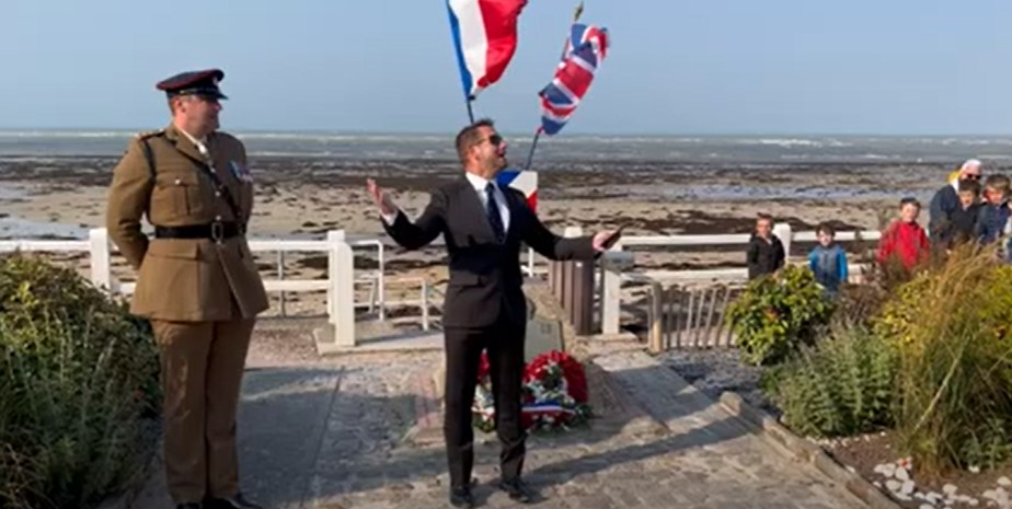 ChrisHitchens's tweet photo. To end our charity trip for #RugbyforHeros and #Blesma, It was an privilege to give a speech to the residents of Lion sur Mer at Sword beach to commemorate D-Day! (A special thanks to my phone which decided to try and do an update half way through!) https://t.co/eCyBhrFLmK https://t.co/Z21EWv1Nr8