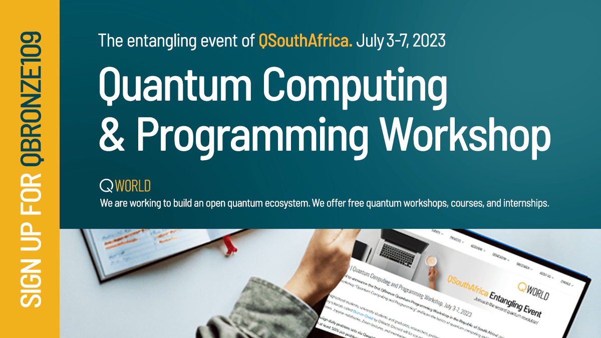 QWorld19's tweet photo. Very happy to announce our newest free & virtual #entangling #workshop on #Quantum #Computing & #Programming towards forming a new #QCousin in #SouthAfrica:
https://t.co/nrUL9sbzXZ
The successful participants will earn their #QBronze using #qiskit certificates by #QWorld❤️ https://t.co/GNH4LMAcrA