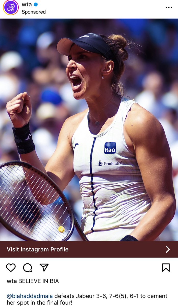 BreakPointBR's tweet photo. Para quem não tem dimensão da importância da Bia Haddad para o circuito feminino (WTA), Roland Garros e até outros torneios, dá uma olhada nisso aqui. A própria WTA tá impulsionando conteúdo no Brasil para captar novos fãs nas redes sociais. América Latina é uma mercado desafiador para eles e ter uma Bia é fundamental para conseguir estender sua influência do tênis feminino por aqui.