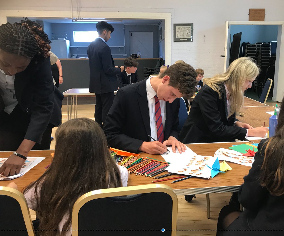 Delightful afternoon at the Village Hall with pupils and teachers making peace paper cranes with local children &amp; families  <a href="/HertfordHeathPC/">Hertford Heath Parish Council</a> 
At  the window their colorful and inspiting work! <a href="/PeaceCraneProj/">Peace Crane Project</a> #service #community