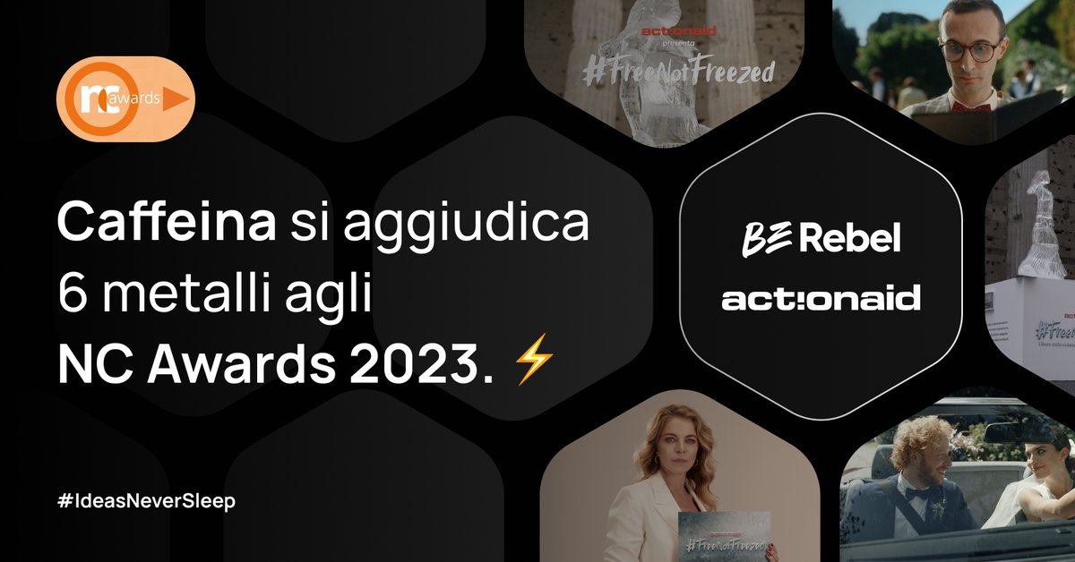#NCAwards2023: a casa col bottino🏆

<a href="/__BeRebel__/">BeRebel</a> | #PayPerYou
🥇 Omnichannel Banche e Assicurazioni
🥈 Traditional Campagna Esterna
🥈 Campagna Radio

<a href="/ActionAidItalia/">ActionAid Italia</a>  | #FreeNotFreezed
🥈 Interactive - Evento
🥈 Omnichannel - Non Profit/Sociale
🥉 Premio Speciale Best Company