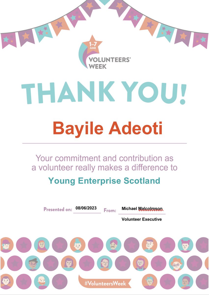 What a lovely surprise @YE_Scotland. Thank you @FernhillSchool @HTfernhill1953 for supporting my development. This year group has been amazing and can’t wait to see them do great things for their families, communities and future employers #VolunteersWeek2023