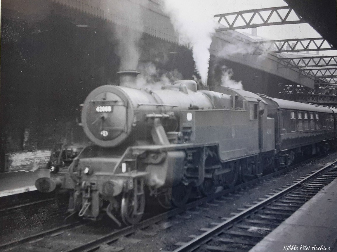 GarySevern7's tweet photo. Fairburn 2-6-4 tank No. 42068 is seen on empty carriage stock duty at London Euston in 1965.
Photo Ribble Pilot Archive. https://t.co/U2mwVLdwvH