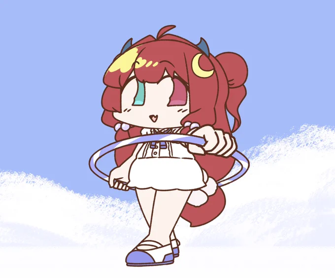 ロアちゃんとフラフープ  ロアちゃんフラフープしてる〜? 上手く何回も回せてくと楽しくなってくよね ロアちゃんはちびっ子の時何回回せた? 100以上は回してたりして  ロアちゃんが楽しい遊びを見つけられるように  #ロアート