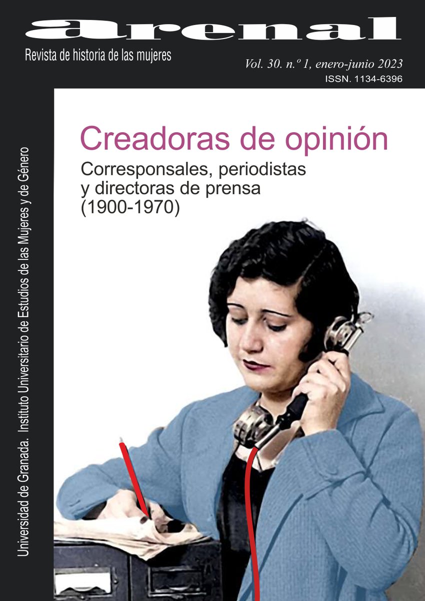 ArenalRevista's tweet photo. ¡Estamos encantadas de anunciar la publicación de un nuevo número! 
Es el vol. 30, núm. 1 (2023), con un dossier titulado: "Creadoras de opinión. Corresponsales, periodistas y directoras de prensa (1900-1970)", coordinado por Gemma Torres Delgado.
https://t.co/FoKJwsyIbl https://t.co/qxbwPOLnDL