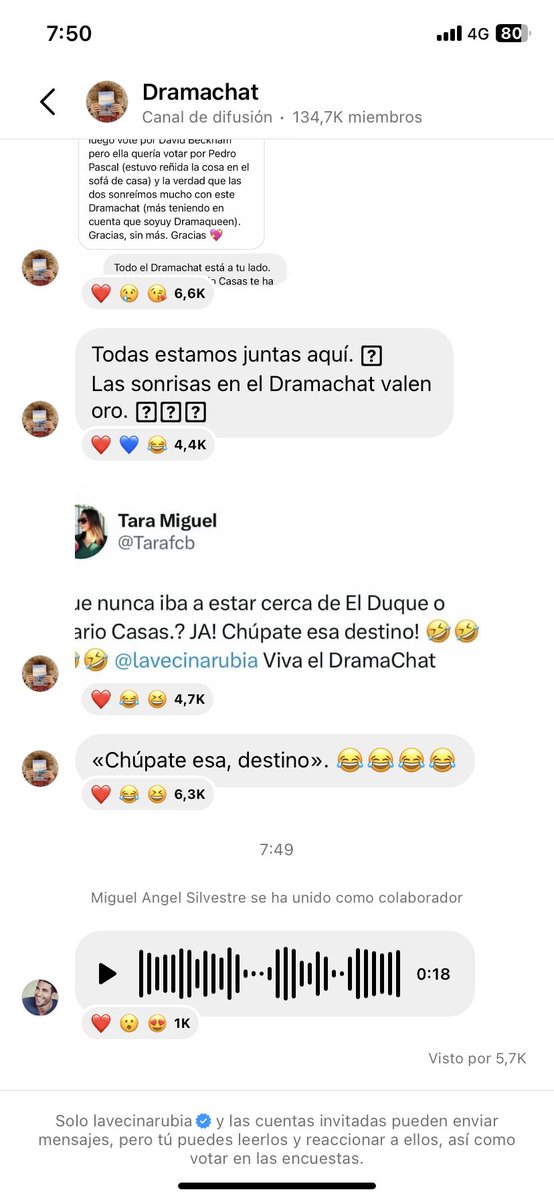 lucia_rt4's tweet photo. Ya me pareció raro que me metieran en un grupo de @lavecinarubia pero que me despierte y vea un mensaje de voz de @ma_silvestre 😳😳. Chillo no sé si me escucháis 😍😍😍 https://t.co/QmjYXW7B0t