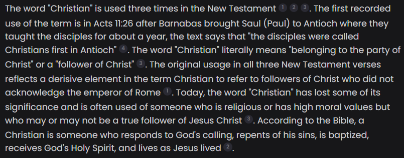 sethdotdev's tweet image. In the first place, through faith we are not called Christians by God. The term &quot;Christian&quot; can be found in Acts 11:26 where the disciples are referred to when they&apos;ve gone to Antioch. In the Bible we are referred to as &quot;children of God&quot; or &quot;sons and daughters in Christ&quot;