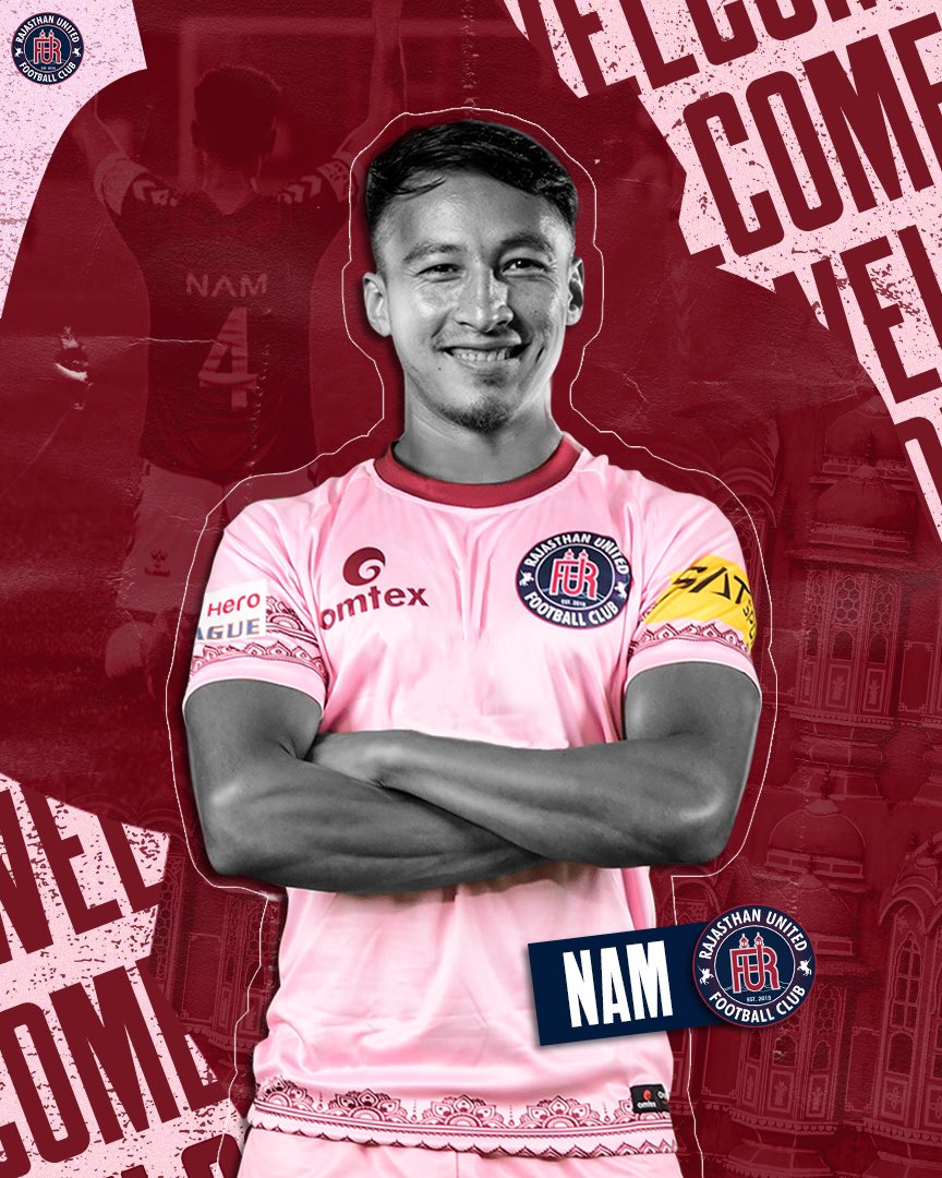 RajasthanUnited's tweet photo. Welcome to Rajasthan United FC 🙌
We are thrilled to announce the arrival of our newest defensive rock, NAM ⚽️🔥

#welcomenam #newsigning #defensivepowerhouse #rajasthanunitedfc #rufc #aabkhelegarajasthan #warriors #nam https://t.co/0DPEnACQ9q