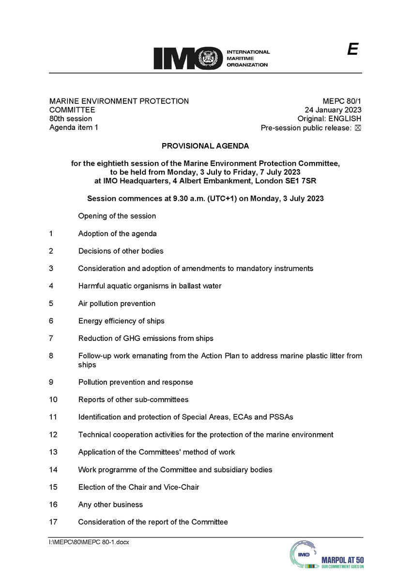 bki_sta's tweet photo. Marine Environment Protection Committee (MEPC) 80th session will be held on 3-7 July 2023 with the following agenda https://t.co/LRICCt5EQf
@BKI_1964
@BKI_RnD https://t.co/gU3eOHlA3E