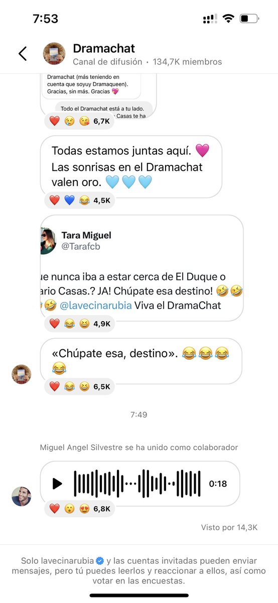 AmyIoka's tweet photo. ¡Pero vaya sorpresa en el Dramachat de @lavecinarubia,  @ma_silvestre nos ha dado los buenos días!  ❤️ Esto si es despertarse y darte subidón para el resto del día. Escucharé el audio en bucle 😂 https://t.co/lVMtXScZ42