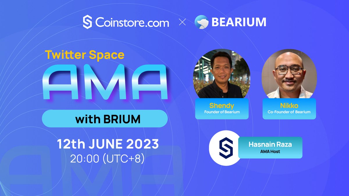 CoinstoreExc's tweet photo. Coinstore X @bearium_token Twitter Space AMA🔥🔥

1️⃣RT + Tag 3 friends 
2️⃣Comment questions you want to know below to win $BRIUM tokens👇

📅20:00, 12 JUNE, 2023 UTC+8

Where? Set Reminder here 👇👇
https://t.co/4PC2iBUOqS

#cryptocurrency #Coinstore #giveaway #AMA #BRIUM https://t.co/Ou6Fyr6xwg