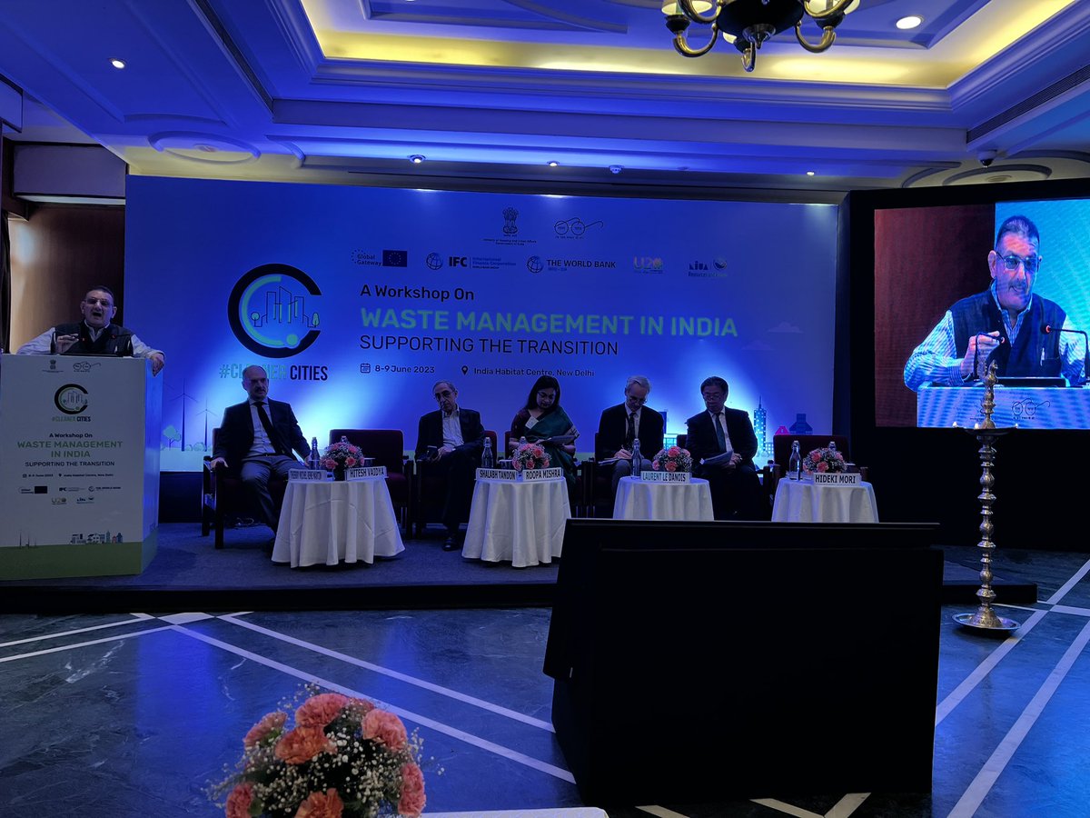 TerrazaH's tweet photo. Ms. Roopa Mishra Joint Secretary of Housing &amp; Urban Affairs @MoUHA_India and Mr. Hitesh Vaidya Director of @NIUA_India opened the event. The Joint Secretary: “This is the time to start solving the problem of closing dumpsites” @WBG_Cities https://t.co/92xvBpeW1t