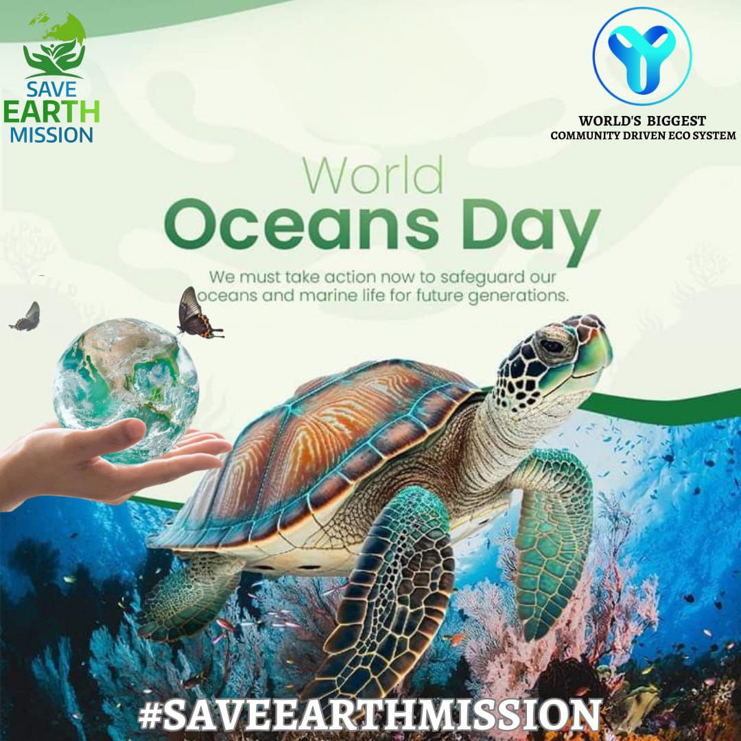On World Ocean Day, let's unite in our commitment to preserving the ocean's abundance for generations to come..

#oceanday #yesworld
#SaveEarthMission 
#WorldOceansDay #worldwide #livelihood #internationalday #OceanDevelopment
#nature #mountains #savewater #gogreen
#globelwarming