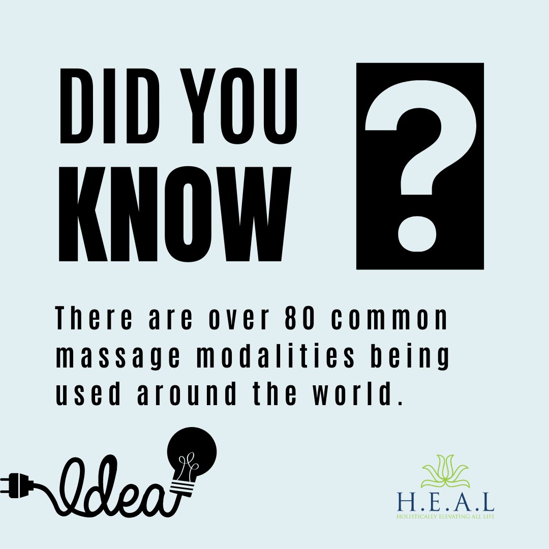 HealLLC1's tweet photo. DID YOU KNOW?

There are over 80 common massage modalities being used around the world.
.
.
.
Wow! Over 80? That's a lot right? 😅

#facts #Acupressure #Massage #therapy #commonly #alternative #medicine #stressfreeday https://t.co/WdmYOpBnAy
