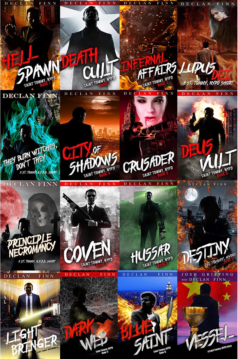 SRMcEvoy's tweet photo. In the last year I have read 50 books and stories by @DeclanFinnBooks links to reviews of all his books currently in print: #BookReview #Urban #SciFi #Fantasty #WhiteOps #SaintTommyNYPD #LoveAtFirstBite and more ... @TuscanyBayBooks @RavensThree https://t.co/CneBtm52AH https://t.co/dcPryQ52h8