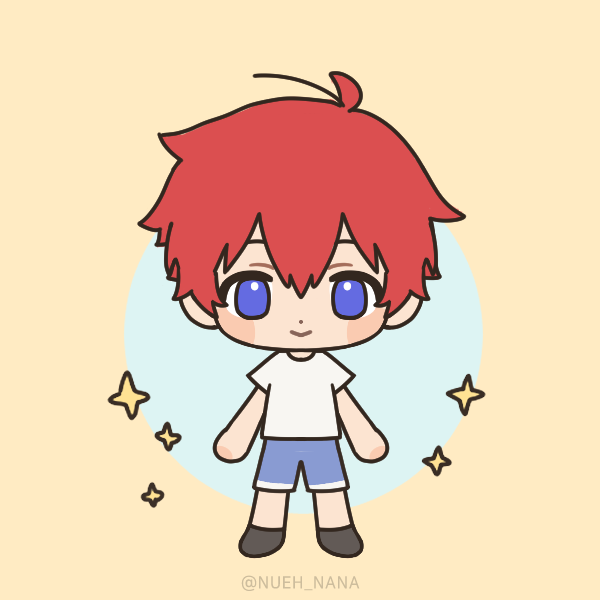 1boy male focus solo red hair blue eyes chibi shirt  illustration images