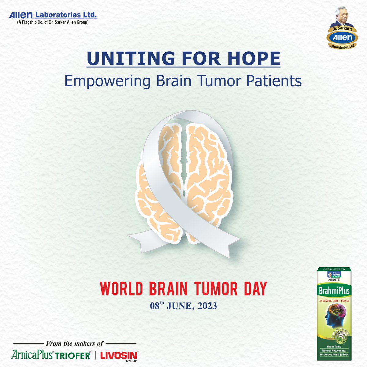 allenlablimited's tweet photo. Together, we can make a difference. Brain tumors don't discriminate, so neither should we. Hope for a cure, strength for today, and faith for tomorrow.
#BrainTumor #BrainCancerAwareness #WorldBrainTumorDay #BrainHealth #BrahmiPlus #AllenCares https://t.co/yexjGoqNE1