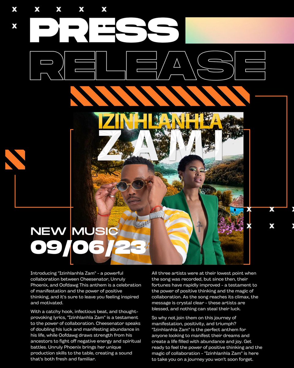 Cheesenator_BTM's tweet photo. #IzinhlanhlaZami Official Press Release ⤵️

Single out This Friday 09 June 2023  by @Cheesenator_BTM @unrulyphoenix8 ft Oofdawg_rsa .This is an International Collaboration SA🇿🇦 Meets Netherlands 🇳🇱 https://t.co/xOjZlxqIbU