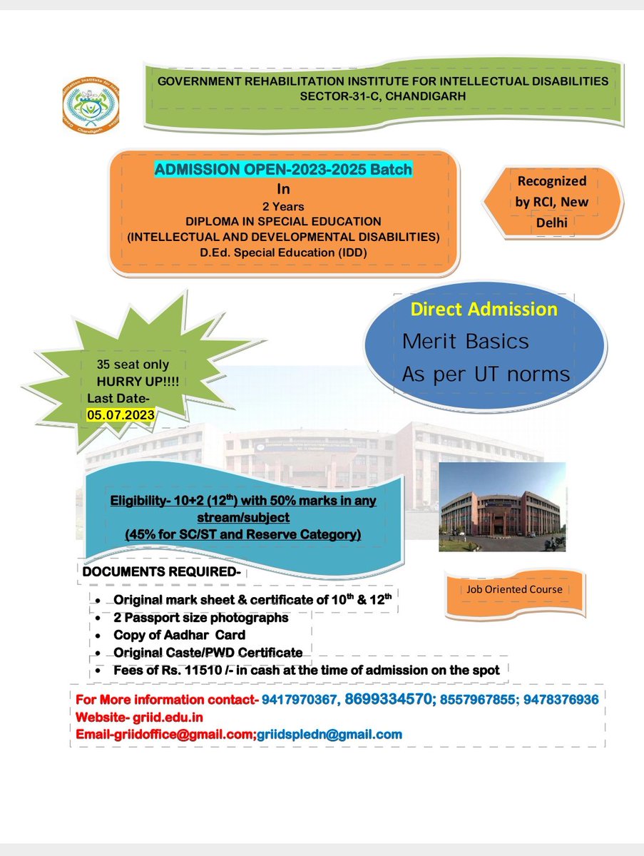 GriidId's tweet photo. GRIID- course D. Ed spl. Ed (IDD) admission open. https://t.co/40LVtWsxhZ