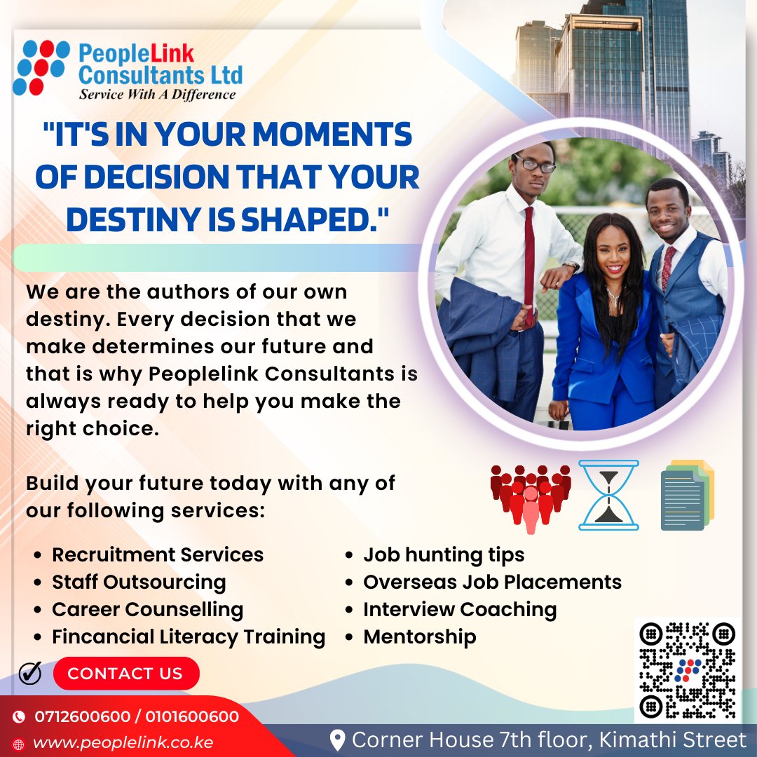 PeopleLinkLTD's tweet photo. Don't wait, begin your journey to success with us.
#jobs #jobalert #job #jobvacancy #jobopenings
#jobopportunities2023 #jobopportunity #Peoplelink #managementjobs #highpayingjobs #overseasjobs #kenyantrends #kenyansincanada #kenyansineurope #jobsabroad #travelagency https://t.co/KdtSIHnkDX