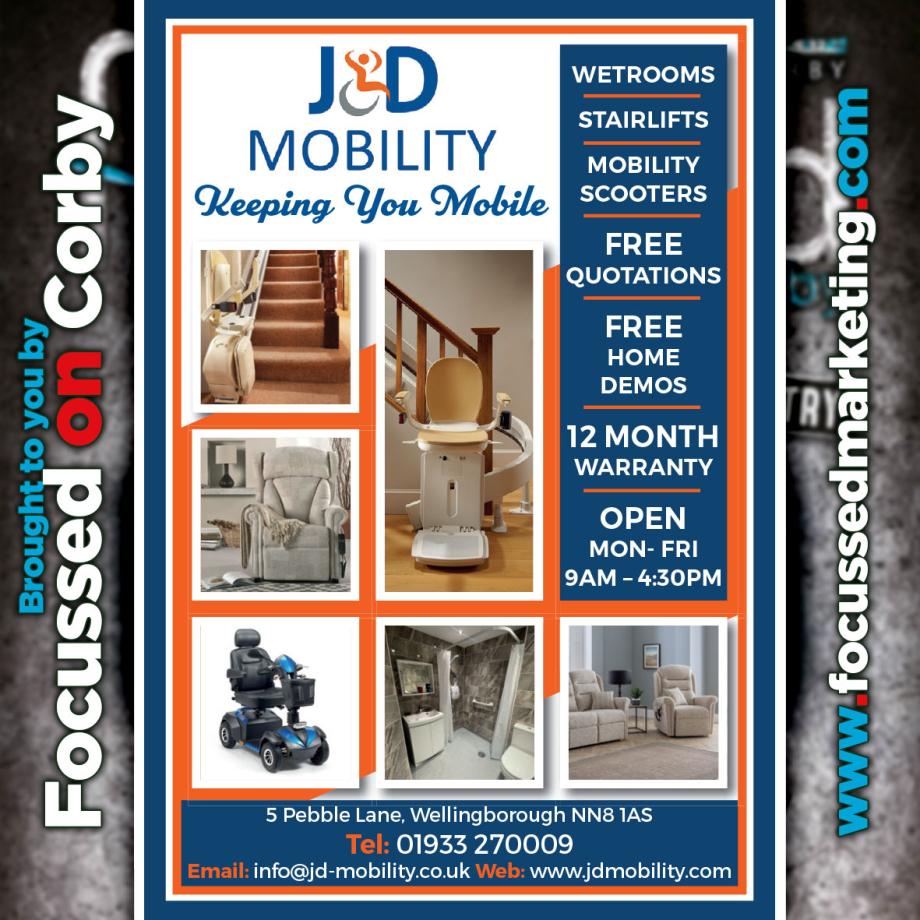 @JDMobility is a family-owned and operated company that was established in 1991. With some 30 years of experience in the industry.

We supply and maintain, Stairlifts, Ceiling Track Hoists, Steplifts, Through Floor Lift, Wetrooms, Manual wheelchairs, and Mobility aids. Aside f...