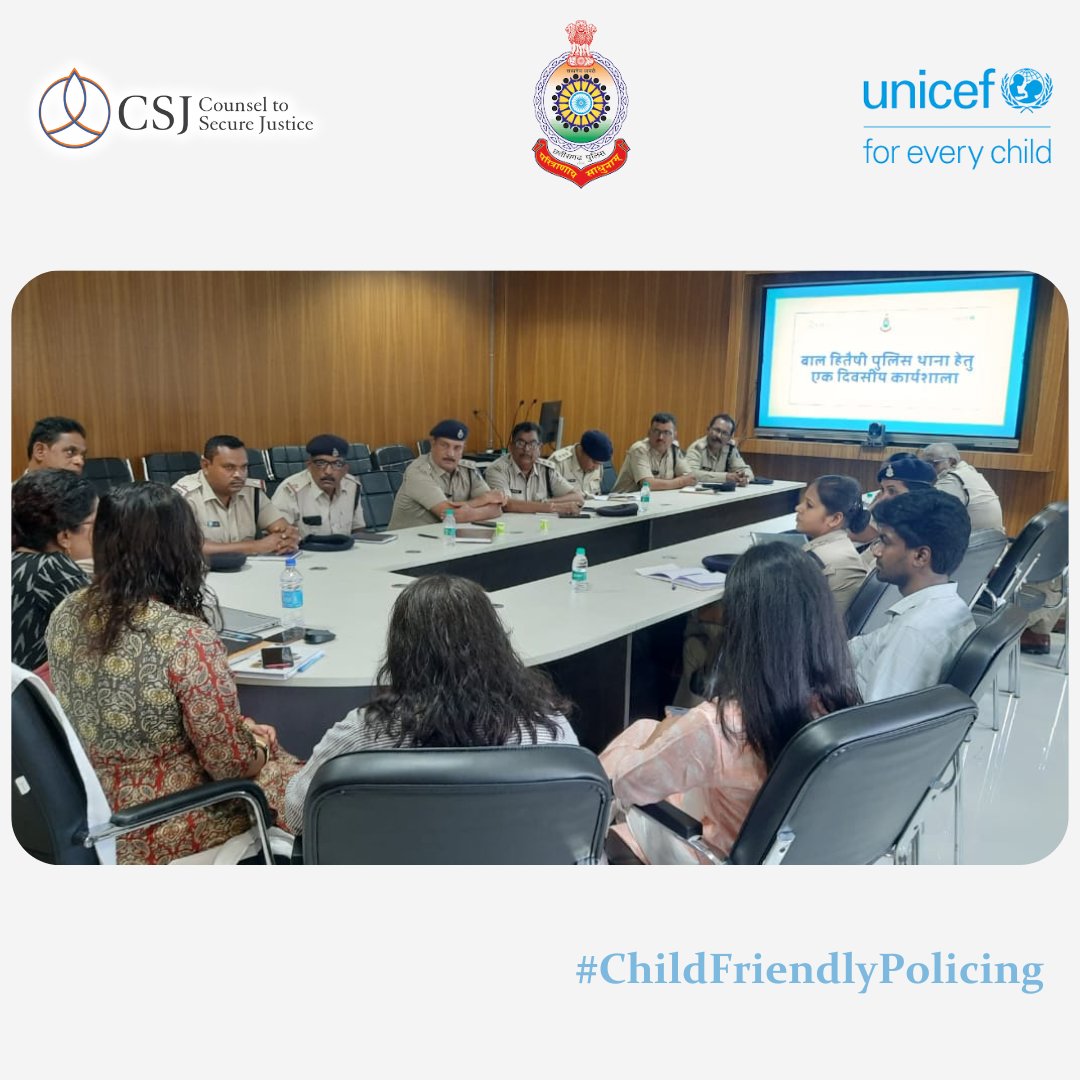 AbhivyaktiCG's tweet photo. On 31/5/2023, the drive towards #ChildFriendlyPolicing was initiated for the purpose of strengthening Child-Friendly Police Stations. A successful training session was conducted in partnership with UNICEF and Counsel to Secure Justice at the Police Headquarters in Nava Raipur. https://t.co/vEcXBCu95a