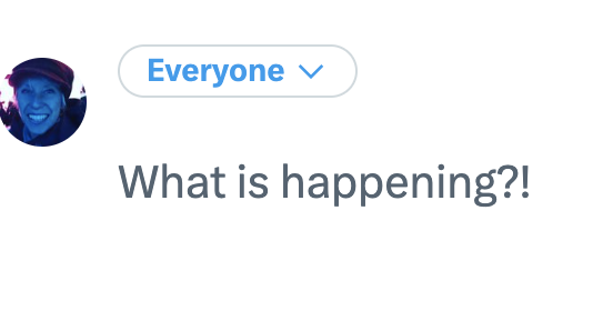 Was going to tweet about something marginally interesting this morning, but the added exclamation mark stopped me dead in my tracks. What's with the excited expectation?!