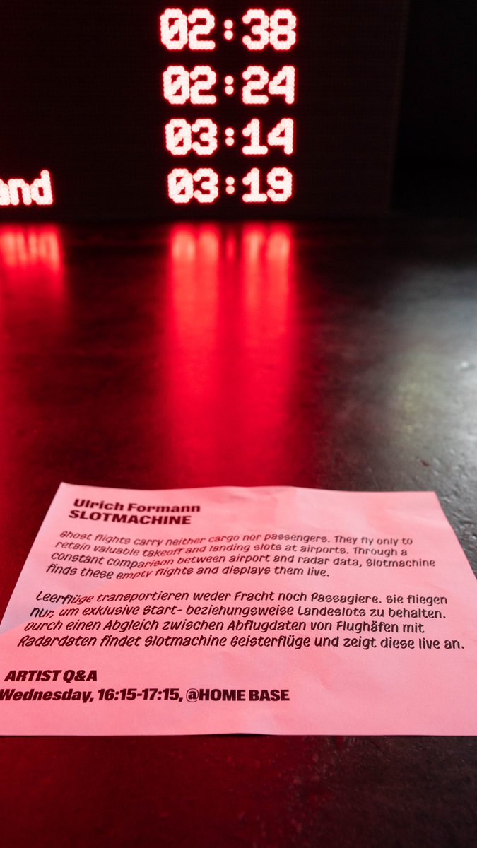 skigh.tv (@skigh_tv) on Twitter photo Installation von <a href="/ulrichformann/">Ulrich Formann</a> auf der re:publica #rp23 zeigt live Leerflüge:
"Leerfiüge transportieren weder Fracht noch Passagiere. Sie fliegen nur, um exklusive Start- beziehungsweise Landeslots zu behalten. " Installation von <a href="/ulrichformann/">Ulrich Formann</a> auf der re:publica #rp23 zeigt live Leerflüge:
"Leerfiüge transportieren weder Fracht noch Passagiere. Sie fliegen nur, um exklusive Start- beziehungsweise Landeslots zu behalten. "