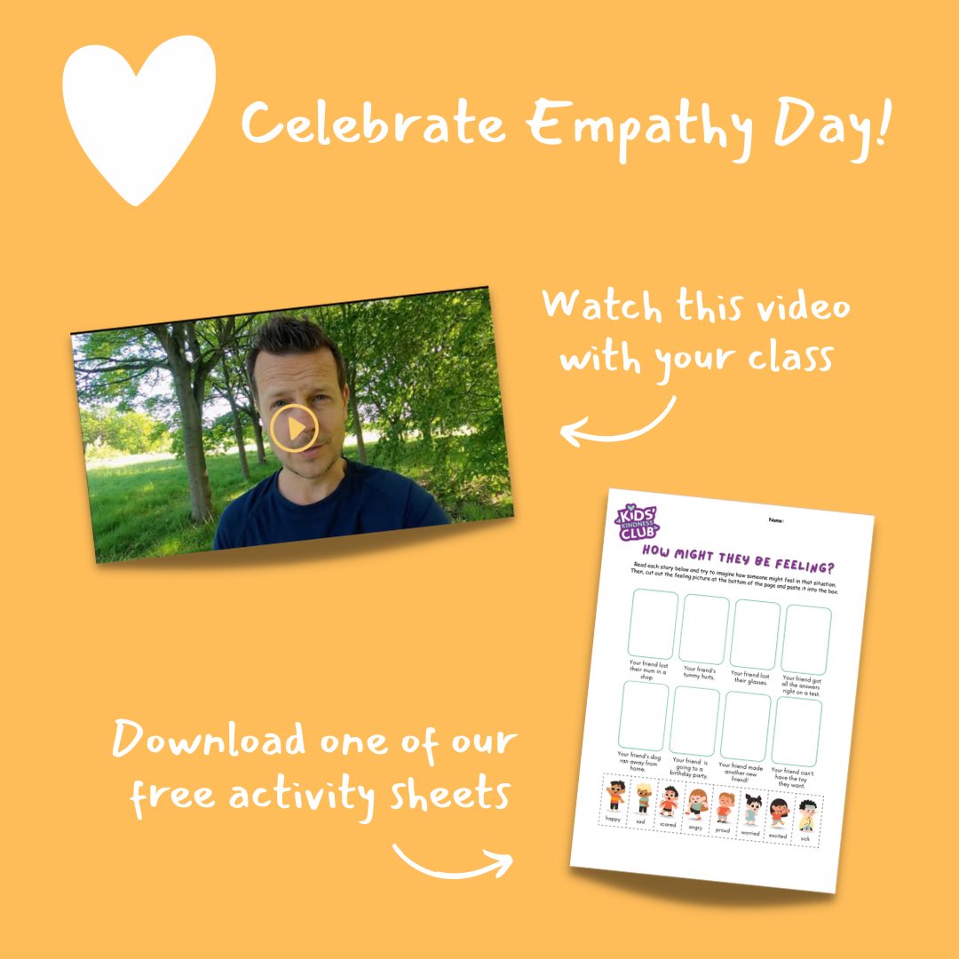 Celebrate #EmpathyDay with us! Just visit our Kids’ Kindness Club page and press play on the video to hear Greig chat all about empathy. There are also two free activity sheets to download and amazing prizes to be won.

kidskindnessclub.org 👍🏼