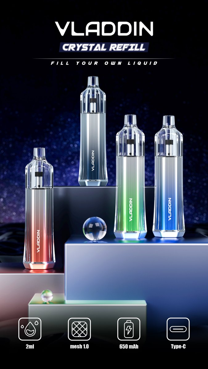 Bella_Vapeman's tweet image. VLADDIN CRYSTAL REFILL

FILL YOUR OWN LIQUID
REFILLABLE DISPOSABLE VAPE PEN KIT

#vladdin 
#vladdincrystal 
#refillable 
#disposablevape 
#vapepen 
#vapekit 
#vapeman 
#vapeeurope 
#vapengin 
#solobar