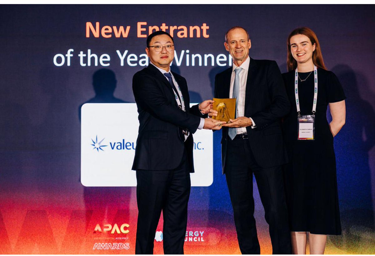 #Valeura Energy – APAC New Entrant of the Year!  Pleased to announce that Valeura has been recognised by the @EnergyCouncil as “New Entrant of the Year” at the #APAC23 awards in Singapore.
energycouncil.com/event-events/a…
$VLE #APAC #Oil