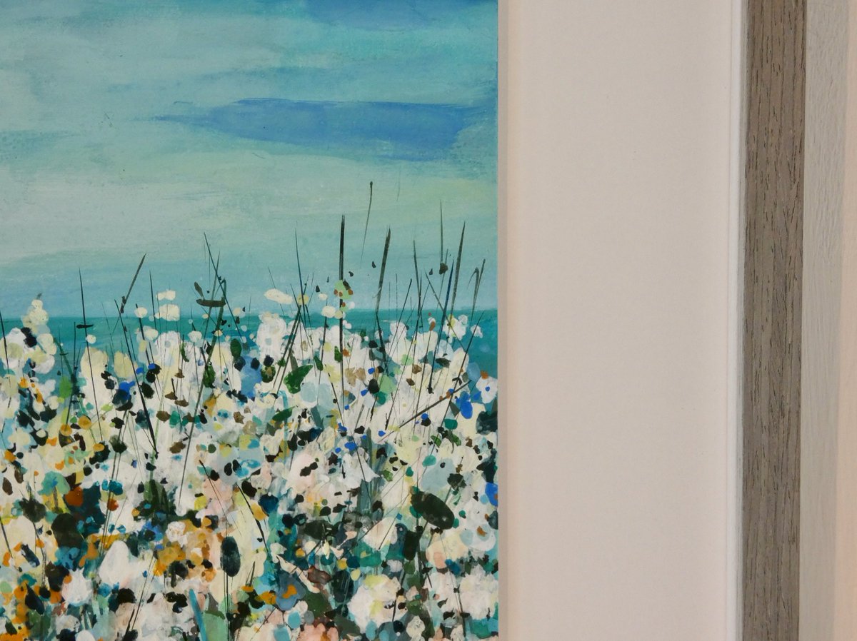 CliffsideKatie's tweet photo. 'Gorse And Blossom, Port Quin bay' now framed and hanging on the Gallery wall. #newwork #painting #original #aertwork #Cornwall #gallery https://t.co/Or9eYG3fPw