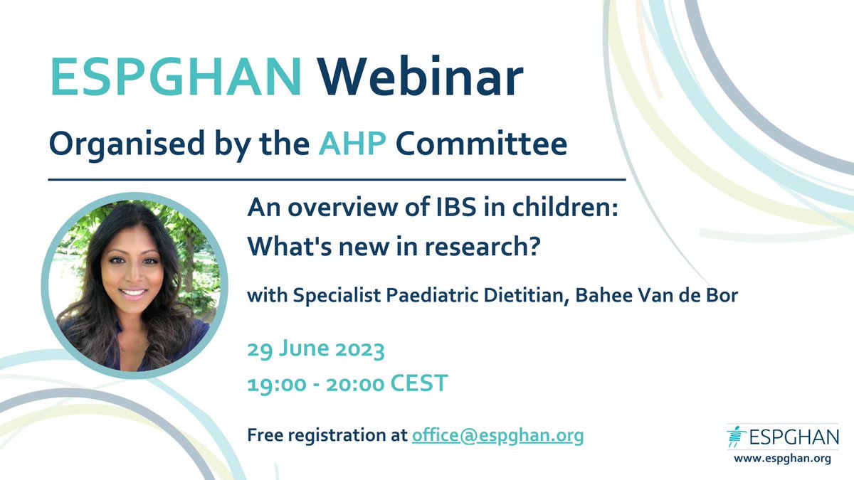 ESPGHAN (@espghansociety) on Twitter photo 📢 Upcoming #webinar announcement!
Register now for this webinar on 29 June to hear the latest research on #IBS in Children from Specialist #Paediatric Dietitian <a href="/baheevandebor/">Bahee Van de Bor</a>.
Secure your place on this #AHP webinar by 28 June 📨➡️ office@espghan.org
<a href="/julie_lanigan/">Julie lanigan</a> #dietitian 📢 Upcoming #webinar announcement!
Register now for this webinar on 29 June to hear the latest research on #IBS in Children from Specialist #Paediatric Dietitian <a href="/baheevandebor/">Bahee Van de Bor</a>.
Secure your place on this #AHP webinar by 28 June 📨➡️ office@espghan.org
<a href="/julie_lanigan/">Julie lanigan</a> #dietitian