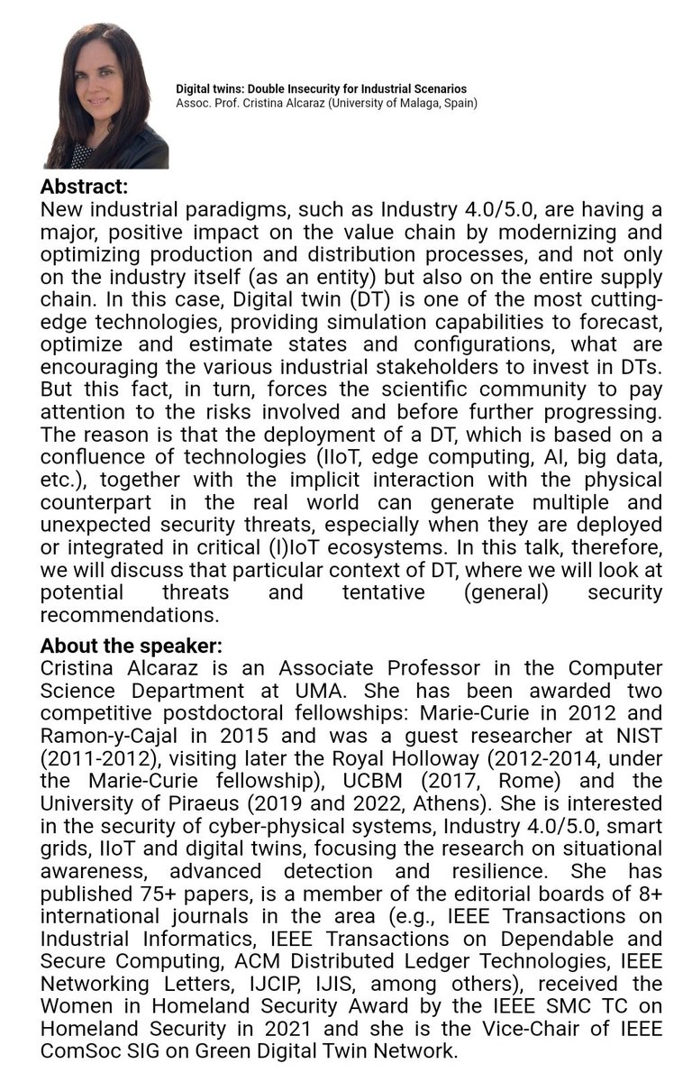 jianying_zhou's tweet image. ACM AsiaCCS&apos;23 is one month away. The flagship workshop CPSS program is available now.
nics.uma.es/CPSS2023/
#cybersecurity, #asiaccs, #cpss, #melbourne