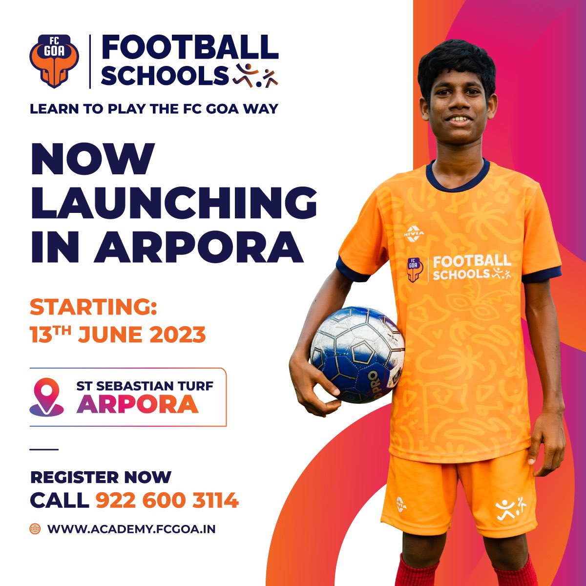 fcgacademy's tweet photo. We are excited to announce the opening of a new centre of FC Goa Football Schools in Arpora at the St Sebastian Turf 🧡⚽️
Visit the link in our bio register now⏳
🗓️13th June 2023
📍St Sebastian Turf, Arpora
📞 922-600-3114
#ForcaGoa #UzzoOnceAgain #FCGFootballSchools https://t.co/z4P4ZryuUE