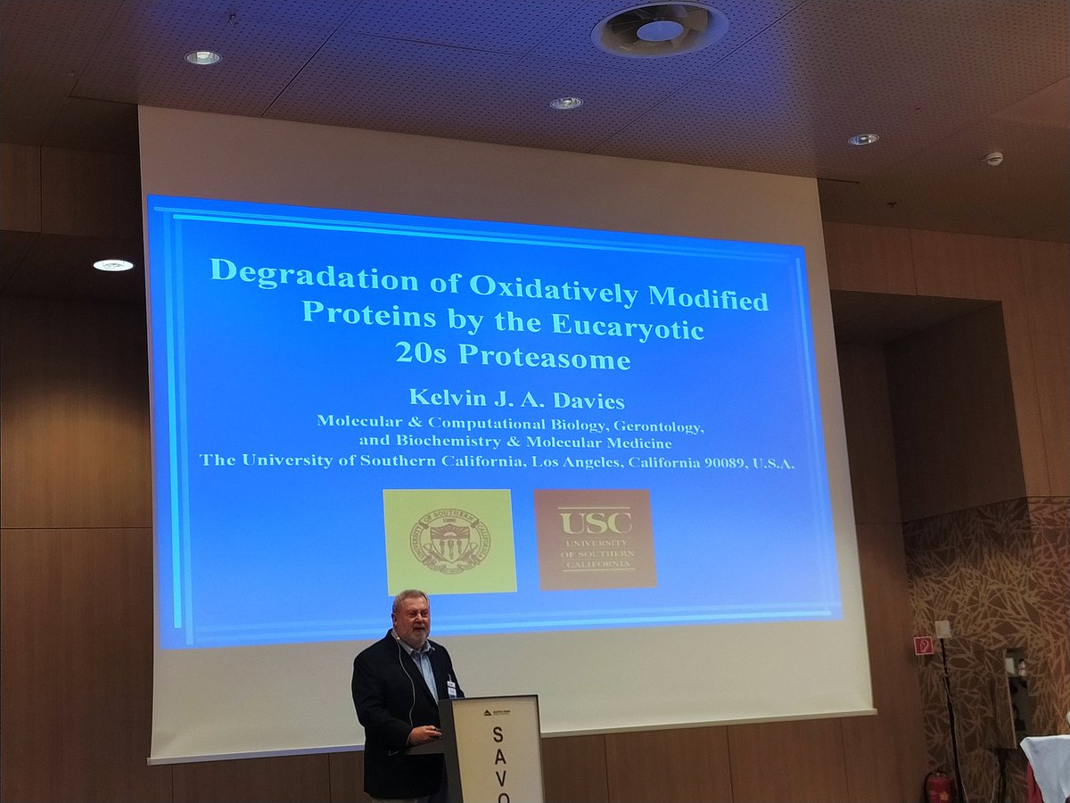 The second speaker of the Sunrise seminar, Kelvin Davies is talking about the exciting world of degradation of oxidized proteins #redoxVienna2023
