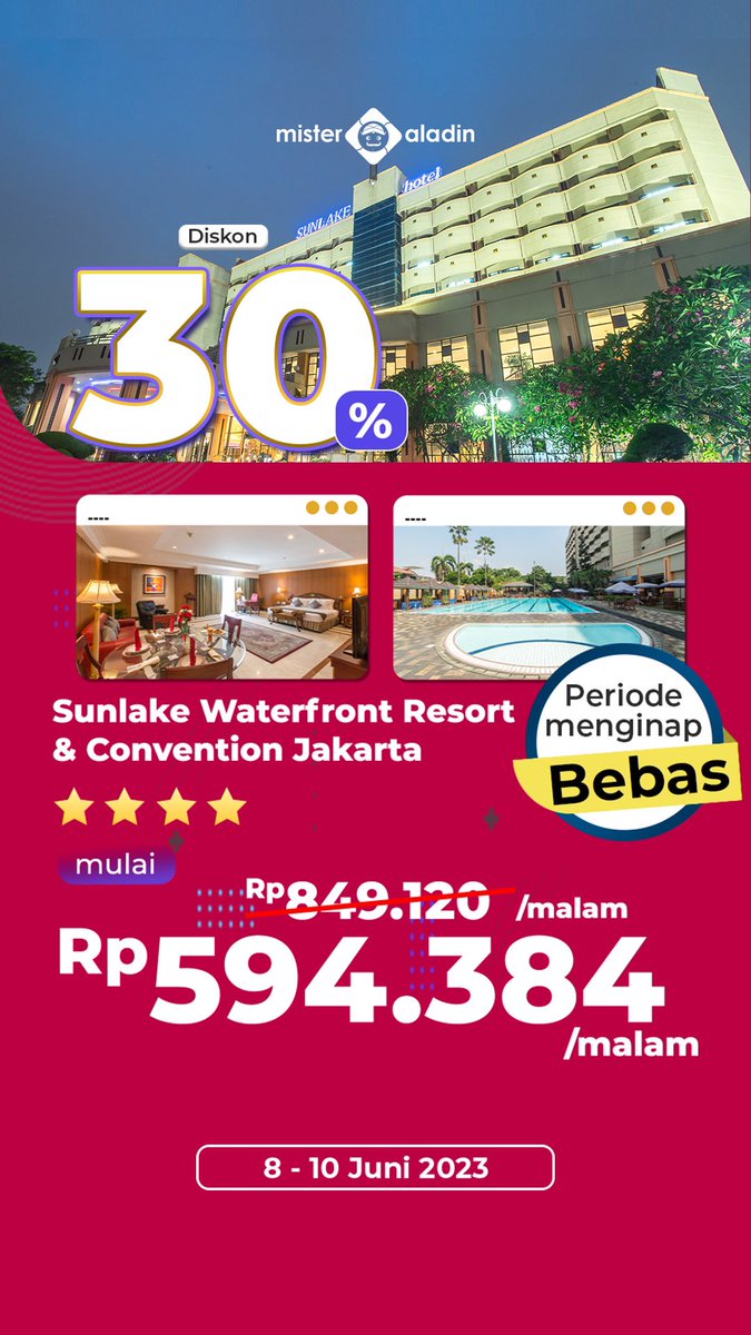 DISSS!! Disskon 30% buat stay di hotel-hotel me..waaaah 😍 
Bisa nginep kapan aja + ada diskon tiket pesawat 300rb 💸
Langsung aja misteraladin.com/promotions/per… ✨

#FlashSale #Staycation #MisterAladin #PerjalananSuper
