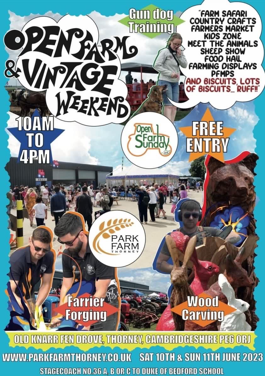 Ondaintreefarm's tweet photo. Looking for something to do this weekends? Why come to the Open Farm and Vintage Weekend at Park Farm, Thorney 
Saturday 10th and Sunday 11th June 2023, 10am – 4pm! me and Farmer Clive will be there all weekend! For more info check out there page https://t.co/5cyM5ktjuB