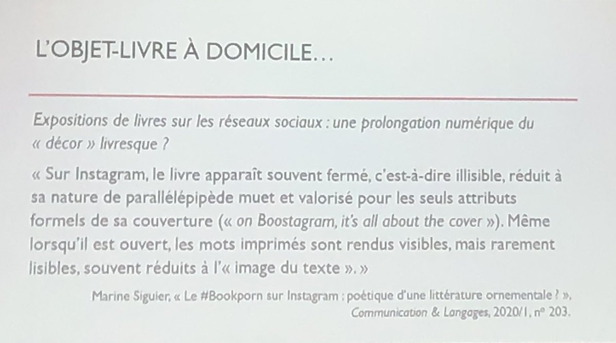 Une très chouette séance et de nombreux ponts avec l’intervention de Marine Le Bail qui s’interrogeait sur le livre comme décor/décorum depuis le XIXe jusqu’à aujourd’hui et sur ce genre d’ouvrages comment faire une belle bibliothèque (avec des cat exp inside bien sûr) ⬇️