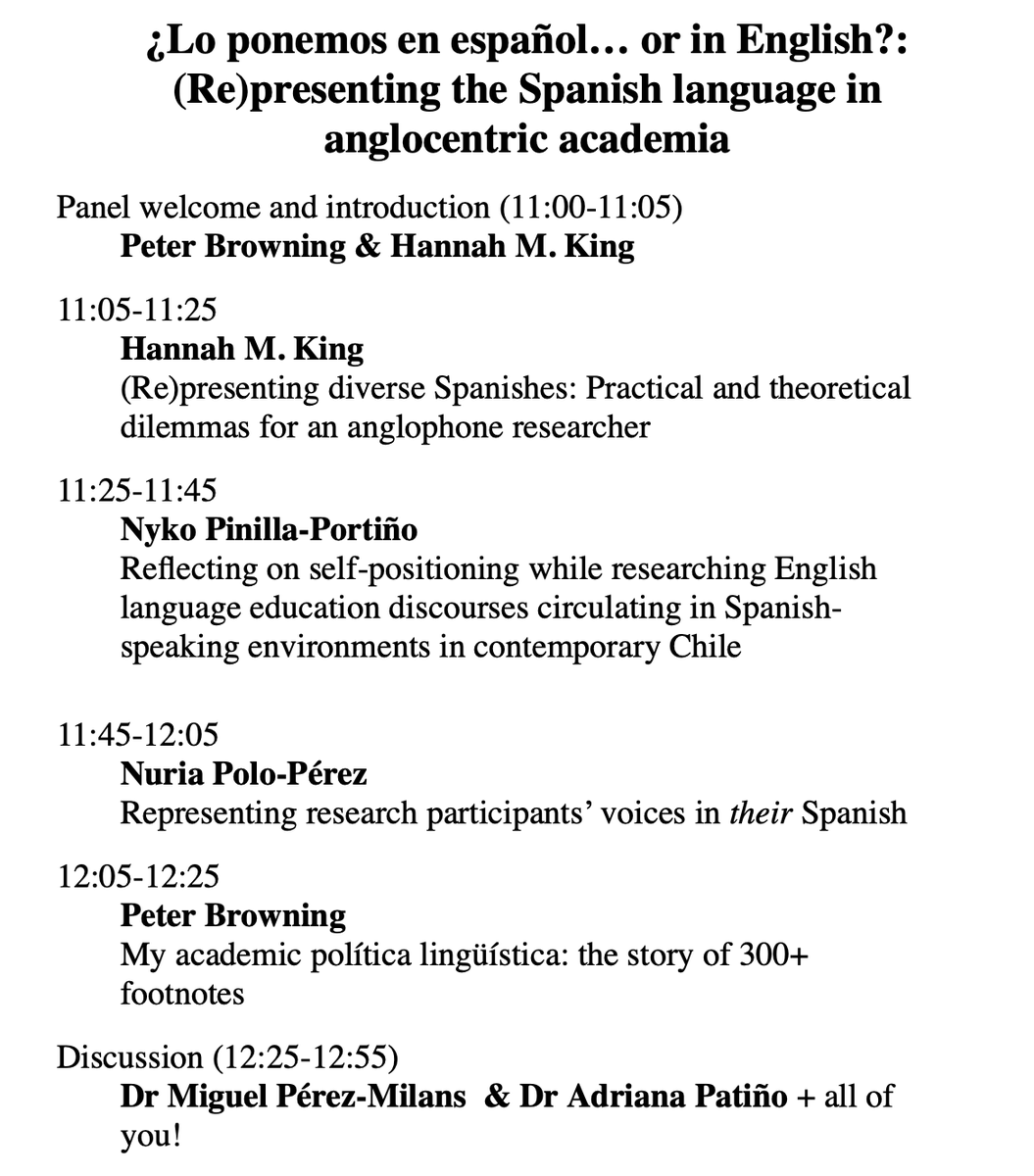 hmking_linguist's tweet photo. Today is the day!! 

Join us for talks by myself, @_PeterBrowning, @NorNorPolo &amp; @NykollPinilla with a discussion hosted by @PerezMilans &amp; @APatino_soton! 

@SIS_EES @PhDVoice @AcademicChatter #Spanish #academia https://t.co/9RLA9AEZw2
