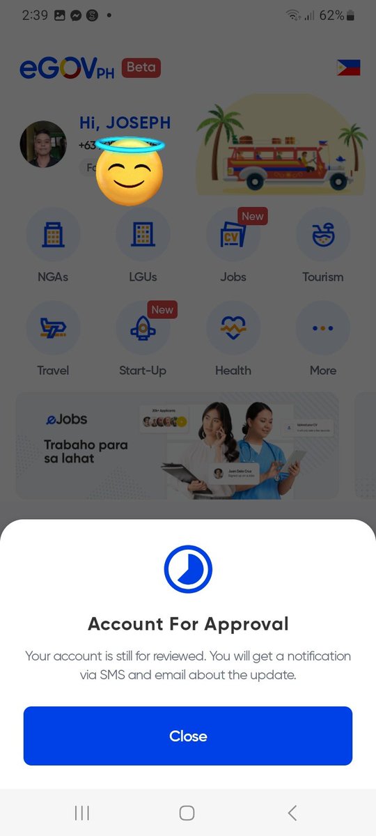 heyitsmeDYOSEF's tweet image. I can now submit my valid id tnx for the #egovph app update. Now waiting for approval. 😁