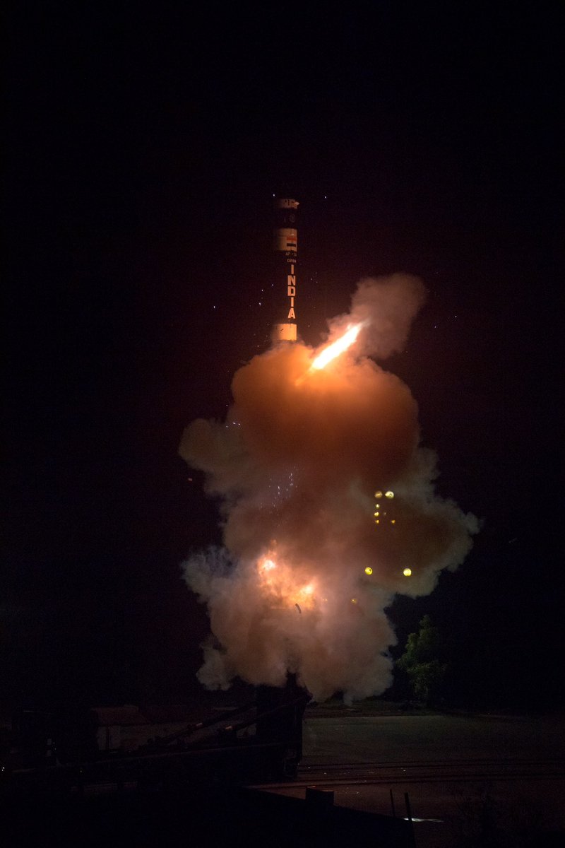 New Generation Ballistic Missile #AgniPrime successfully tested from APJ Abdul Kalam Island off Odisha coast last night. It was the first pre-induction night launch conducted by the users after 3 successful developmental trials of the missile with a 1,000 to 2,000-km strike range