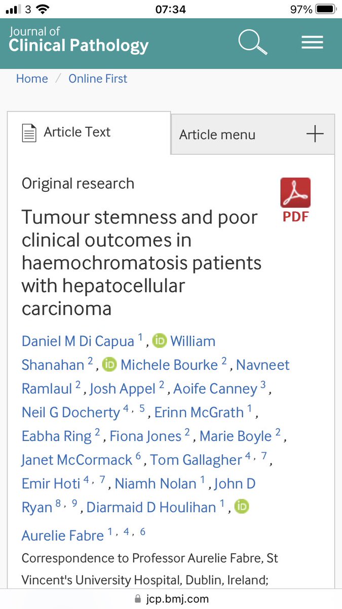 Delighted to have been involved in this research project in @svuh recently published in the Journal of Clinical Pathology looking at clinical outcomes for patients with #haemochromatosis who develop #HCC @hseNCCP @LiverBeaumont @HPBDublin