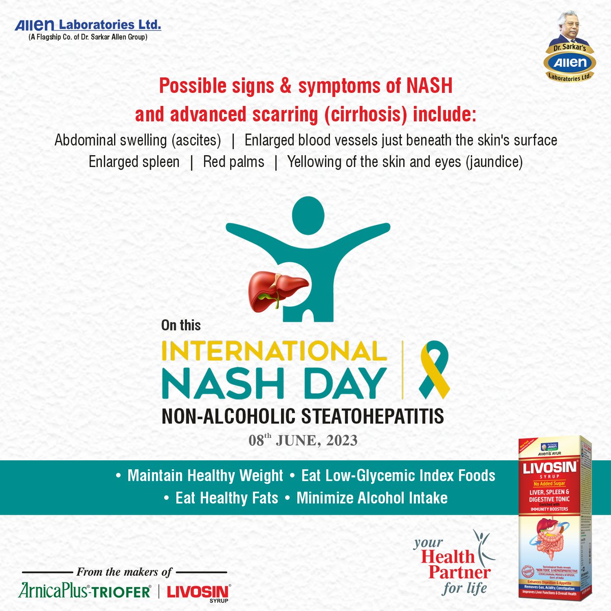 allenlablimited's tweet photo. International NASH Day is an annual public education campaign dedicated to raising awareness about *non-alcoholic steatohepatitis* (NASH), a severe form of fatty liver disease.
#NASHday #StepUpforNASH #LiverHealth #LivosinSyrup
https://t.co/fujni2fKHw
#AllenCares https://t.co/GTOCkCnjo9